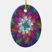 Farbenfrohe Psychedelische Blume Abstraktes Frakta Keramik Ornament (Vorne)