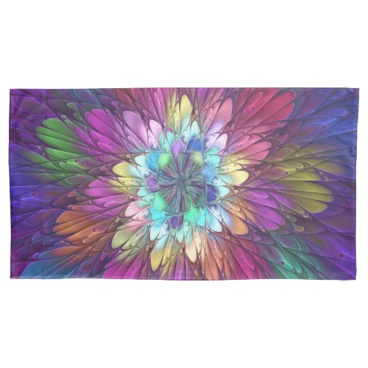 Farbenfrohe Psychedelische Blume Abstraktes Frakta Kissenbezug (Vorderseite)