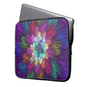 Farbenfrohe Psychedelische Blume Abstraktes Frakta Laptopschutzhülle (Vorderseite Links)