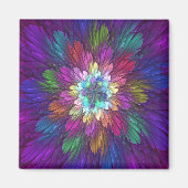 Farbenfrohe Psychedelische Blume Abstraktes Frakta Magnet (Vorne)