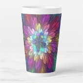 Farbenfrohe Psychedelische Blume Abstraktes Frakta Milchtasse (Vorderseite)