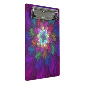 Farbenfrohe Psychedelische Blume Abstraktes Frakta Mini Klemmbrett (Schrägansicht)
