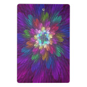 Farbenfrohe Psychedelische Blume Abstraktes Frakta Mini Klemmbrett (Rückseite)