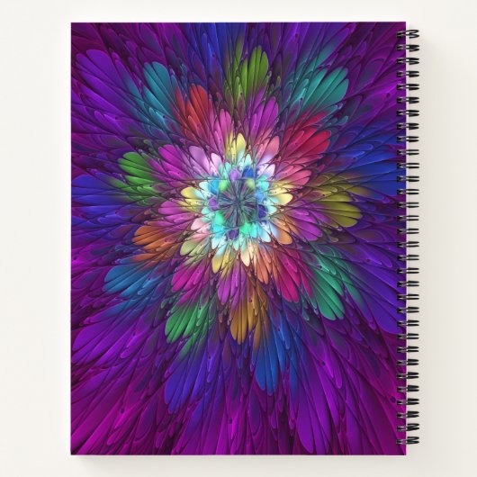 Farbenfrohe Psychedelische Blume Abstraktes Frakta Notizblock (Rückseite)