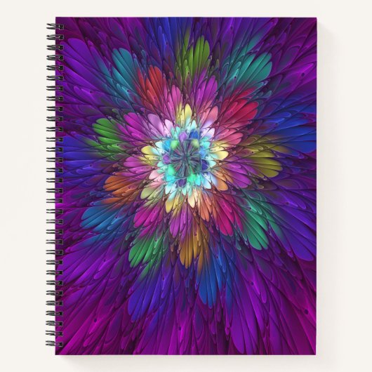 Farbenfrohe Psychedelische Blume Abstraktes Frakta Notizblock (Vorderseite)