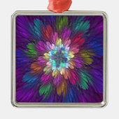 Farbenfrohe Psychedelische Blume Abstraktes Frakta Ornament Aus Metall (Vorne)