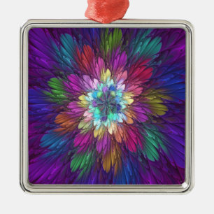 Farbenfrohe Psychedelische Blume Abstraktes Frakta Ornament Aus Metall