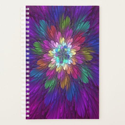Farbenfrohe Psychedelische Blume Abstraktes Frakta Planer (Vorderseite)