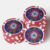Farbenfrohe Psychedelische Blume Abstraktes Frakta Pokerchips (Stapel)