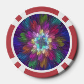 Farbenfrohe Psychedelische Blume Abstraktes Frakta Pokerchips (Rückseite)