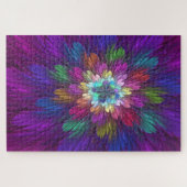 Farbenfrohe Psychedelische Blume Abstraktes Frakta Puzzle (Horizontal)