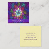 Farbenfrohe Psychedelische Blume Abstraktes Frakta Quadratische Visitenkarte (Vorne/Hinten)