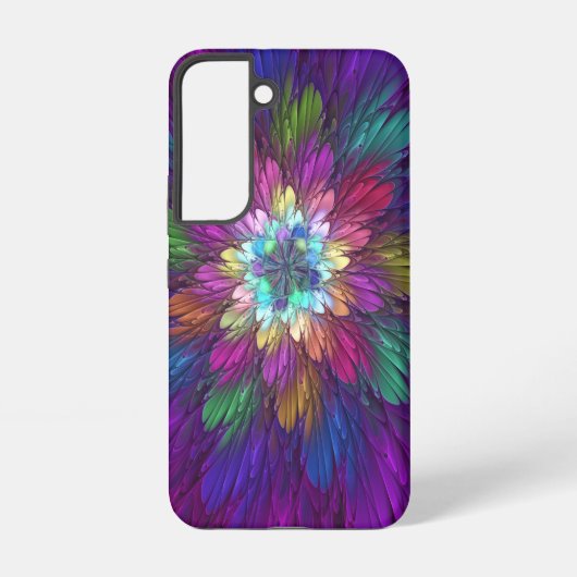 Farbenfrohe Psychedelische Blume Abstraktes Frakta Samsung Galaxy Hülle (Rückseite)