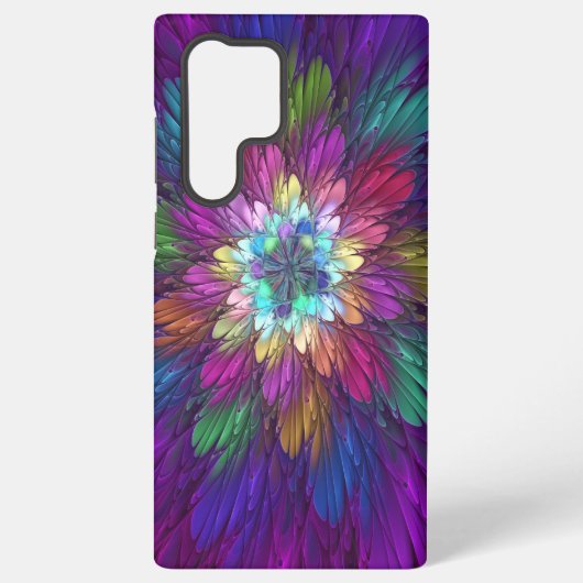 Farbenfrohe Psychedelische Blume Abstraktes Frakta Samsung Galaxy Hülle (Rückseite)