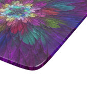 Farbenfrohe Psychedelische Blume Abstraktes Frakta Schneidebrett (Ecke)