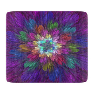Farbenfrohe Psychedelische Blume Abstraktes Frakta Schneidebrett
