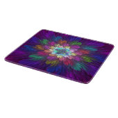 Farbenfrohe Psychedelische Blume Abstraktes Frakta Schneidebrett (Ecke)