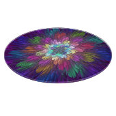 Farbenfrohe Psychedelische Blume Abstraktes Frakta Schneidebrett (Ecke)