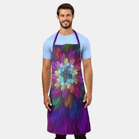 Farbenfrohe Psychedelische Blume Abstraktes Frakta Schürze (Getragen)