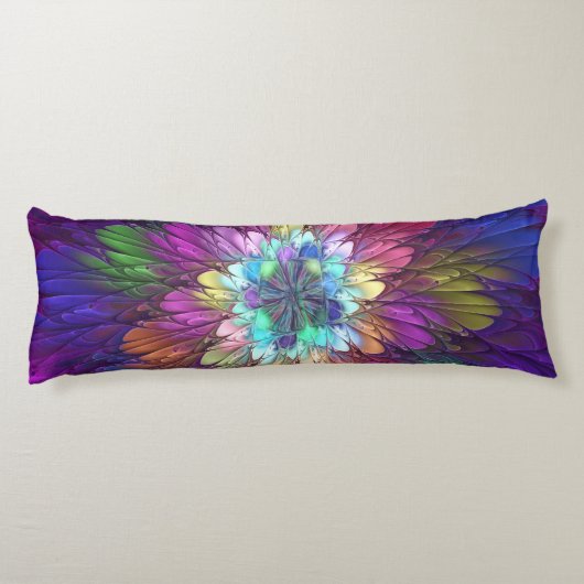 Farbenfrohe Psychedelische Blume Abstraktes Frakta Seitenschläferkissen (Rückseite)