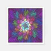 Farbenfrohe Psychedelische Blume Abstraktes Frakta Serviette (Vorderseite)