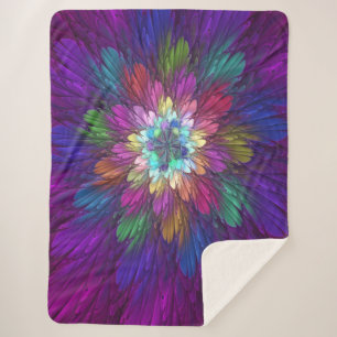 Farbenfrohe Psychedelische Blume Abstraktes Frakta Sherpadecke