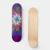 Farbenfrohe Psychedelische Blume Abstraktes Frakta Skateboard (Vorderseite)