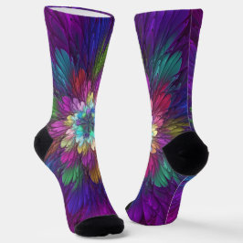 Farbenfrohe Psychedelische Blume Abstraktes Frakta Socken