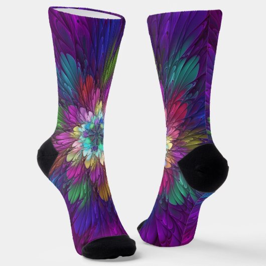 Farbenfrohe Psychedelische Blume Abstraktes Frakta Socken (Gewinkelt)