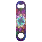 Farbenfrohe Psychedelische Blume Abstraktes Frakta Speed Flaschenöffner (Rückseite)