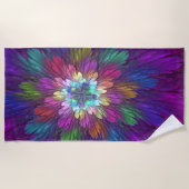 Farbenfrohe Psychedelische Blume Abstraktes Frakta Strandtuch (Vorderseite)