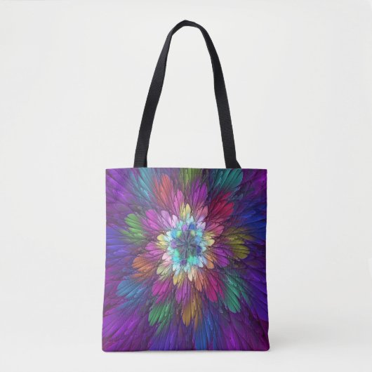 Farbenfrohe Psychedelische Blume Abstraktes Frakta Tasche (Vorderseite)