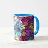 Farbenfrohe Psychedelische Blume Abstraktes Frakta Tasse (VorderseiteRechts)