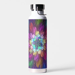 Farbenfrohe Psychedelische Blume Abstraktes Frakta Trinkflasche