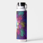 Farbenfrohe Psychedelische Blume Abstraktes Frakta Trinkflasche (Rückseite)