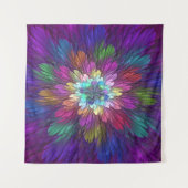 Farbenfrohe Psychedelische Blume Abstraktes Frakta Wandteppich (Vorderseite (Horizontal))