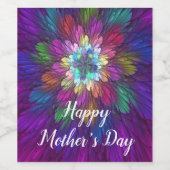 Farbenfrohe Psychedelische Blume Abstraktes Frakta Weinetikett (Einzelnes Label)