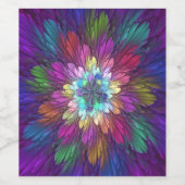 Farbenfrohe Psychedelische Blume Abstraktes Frakta Weinetikett (Einzelnes Label)