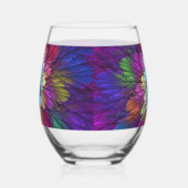 Farbenfrohe Psychedelische Blume Abstraktes Frakta Weinglas Ohne Stiel (Links)