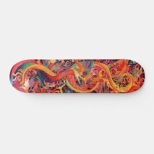 Farbenfrohe psychedelische Drachen Skateboard (Horizontal)