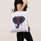Farbenfrohe psychedelische Elefantin Tasche (Von Nahem)