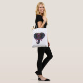 Farbenfrohe psychedelische Elefantin Tasche (Am Model)