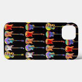 Farbenfrohe psychedelische Gitarrenmuster auf schw Case-Mate iPhone Hülle (Rückseite (Horizontal))