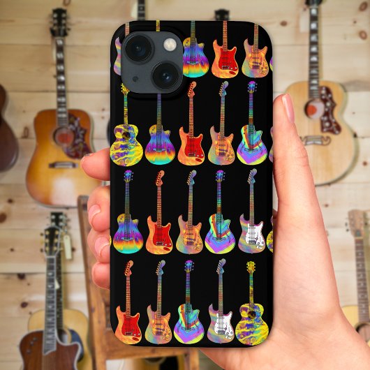 Farbenfrohe psychedelische Gitarrenmuster auf schw Case-Mate iPhone Hülle