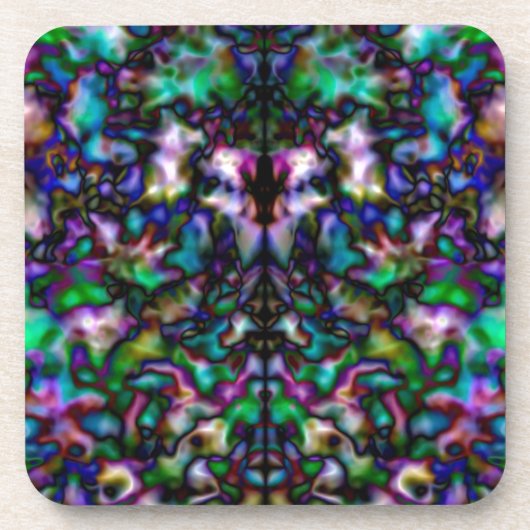 Farbenfrohe psychedelische Kaleidoskopmuster Getränkeuntersetzer (Vorderseite)