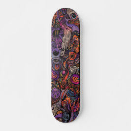 Farbenfrohe psychedelische Kreaturen Skateboard