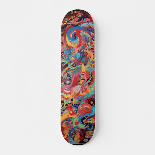 Farbenfrohe psychedelische Kunst Skateboard (Vorne)