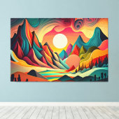 Farbenfrohe psychedelische Landschaft Leinwanddruck (Insitu (Holzboden))