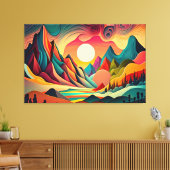 Farbenfrohe psychedelische Landschaft Leinwanddruck (Insitu (Wohnzimmer))