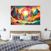 Farbenfrohe psychedelische Landschaft Leinwanddruck (Insitu (Schlafzimmer))
